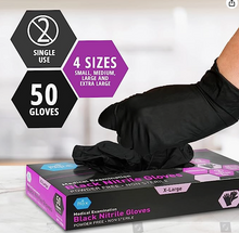 Load image into Gallery viewer, Black Nitrile Gloves- Case of 20 boxes; 50 pieces per box
